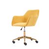 Modern Velvet Fabric Material Adjustable Height 360 revolving Home Office Chair with Gold Metal Legs and Universal Wheels for Indoor