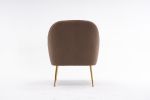 Modern Soft Teddy fabric Ivory Ergonomics Accent Chair Living Room Chair Bedroom Chair Home Chair With Gold Legs And Adjustable Legs For Indoor Home