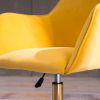 Modern Velvet Adjustable Height 360 Revolving Home Office Chair With Gold Metal Legs And Universal Wheel For Indoor