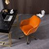 Modern Velvet Adjustable Height 360 Revolving Home Office Chair With Gold Metal Legs And Universal Wheel For Indoor