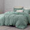 100% Washed Cotton Duvet Cover Cream Minimalist Duvet Cover Linen Like - 3 Pieces Plain Simple Cotton Duvet Cover Set