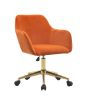 Modern Velvet Adjustable Height 360 Revolving Home Office Chair With Gold Metal Legs And Universal Wheel For Indoor