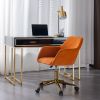 Modern Velvet Adjustable Height 360 Revolving Home Office Chair With Gold Metal Legs And Universal Wheel For Indoor