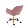 Modern Velvet Adjustable Height 360 Revolving Home Office Chair With Gold Metal Legs And Universal Wheel For Indoor