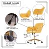 Modern Velvet Adjustable Height 360 Revolving Home Office Chair With Gold Metal Legs And Universal Wheel For Indoor