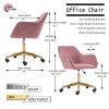 Modern Velvet Fabric Material Adjustable Height 360 revolving Home Office Chair with Gold Metal Legs and Universal Wheels for Indoor