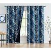 Metallic Tree Blackout Curtains Bedroom Length Living-Room Branch Print Curtain Panels Triple Weave Thermal Insulated Drapes