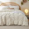 Boho Duvet Cover - Tufted Duvet Cover for All Seasons, 3 Pieces Soft Shabby Chic Embroidery Boho Bedding Duvet Cover