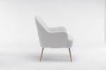 Modern Soft Teddy fabric Ivory Ergonomics Accent Chair Living Room Chair Bedroom Chair Home Chair With Gold Legs And Adjustable Legs For Indoor Home