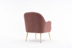 Modern Soft Teddy fabric Ivory Ergonomics Accent Chair Living Room Chair Bedroom Chair Home Chair With Gold Legs And Adjustable Legs For Indoor Home