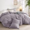 100% Washed Cotton Duvet Cover Cream Minimalist Duvet Cover Linen Like - 3 Pieces Plain Simple Cotton Duvet Cover Set