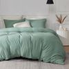 100%Washed Cotton Duvet Cover Minimalist Duvet Cover Linen Like 3 Pieces Plain Simple Cotton Duvet Cover Set with 2 Pillow Shams