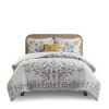 4 Piece Floral Comforter Set with Throw Pillow